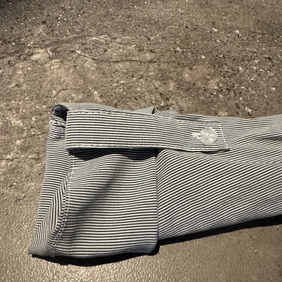 Light Blue Ruffle Front Button-Down shirt - Picture 3 of 5